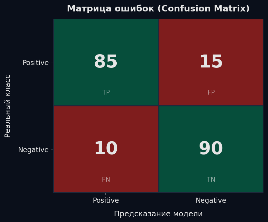 Матрица ошибок: TP, FP, FN, TN